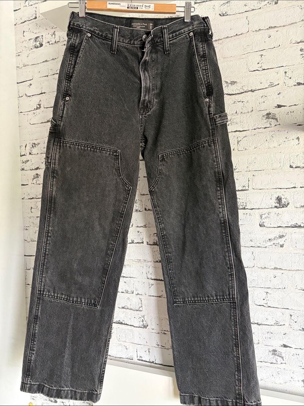 Abercrombie & Fitch Washed Black Baggy Carpenter Jeans